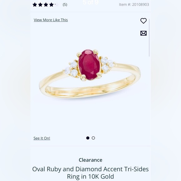 10K gold ring- Ruby & Diamonds - Picture 3 of 5